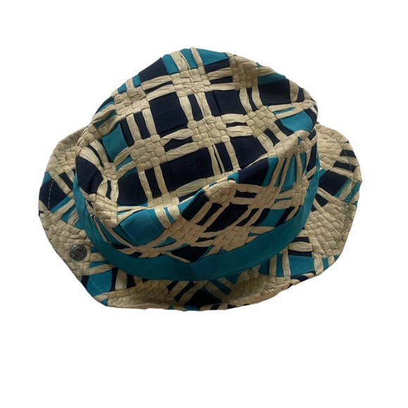Peter Grim Fedora,Sun, hat,Multi colored blue,turquoise, weaved,navy blue,tan,OS - Picture 3 of 7